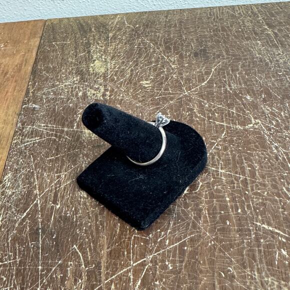 Vintage 925 Sterling Silver White Rhinestone Solitaire Engagement Ring Size‎ 7 - Picture 4 of 8